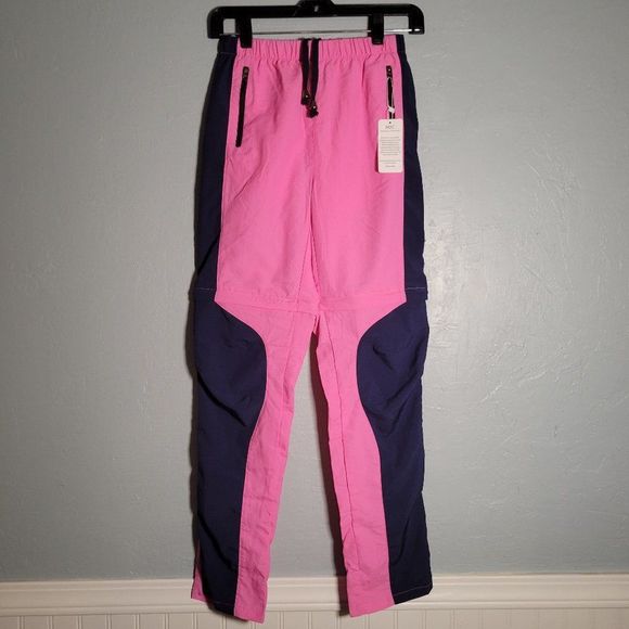 NWT M2C Pink and Blue 2 in 1 Wind Pants and Shorts Removable Legs Size Small - Picture 2 of 6